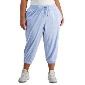 ID Ideology Women's Performance Plus Size Cropped Jogger Pants Lounge Blue 2X